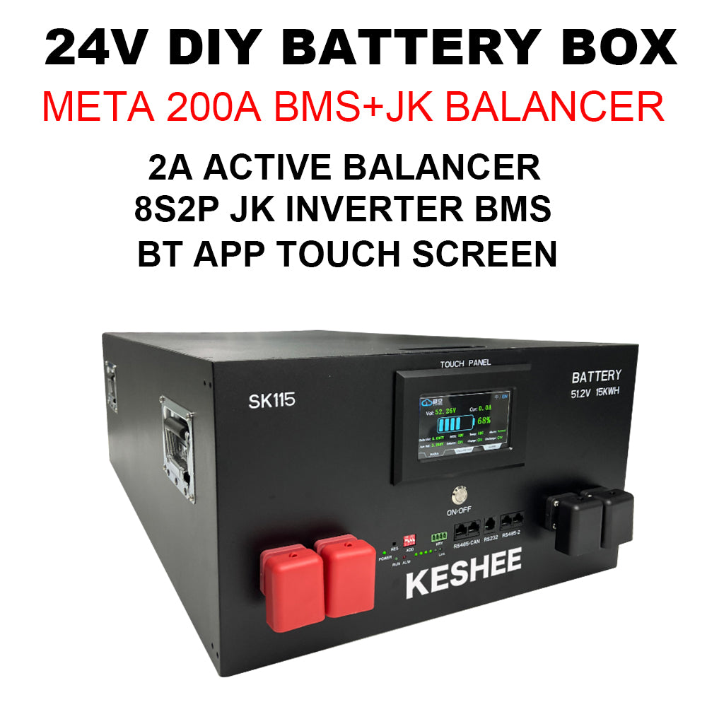 KESHEE 8S2P 24V 560Ah LiFePO4 Battery Box with JK 200A Inverter BMS 2A Active Balance