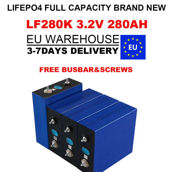 Grade A LiFePO4 Battery Cells  LF280K 3.2V 280Ah with Bus Bars for DIY Solar Energy Storage System