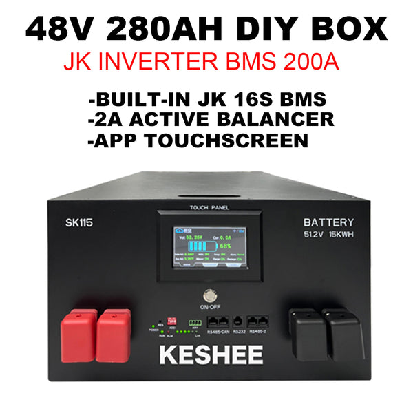 KESHEE 48V 51.2V LiFePO4 DIY Battery Box 16S 200A  JK Inverter BMS 2A Active Balancer