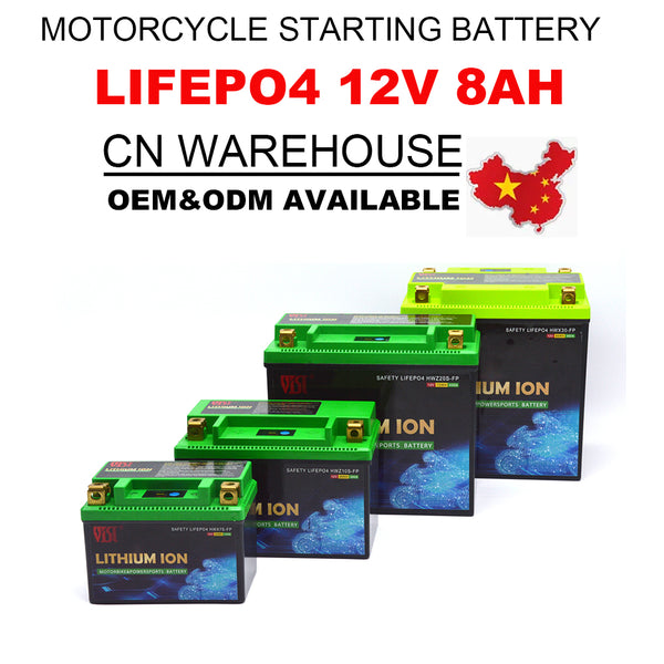 Motorcycles Starting Battery 12V 8Ah Rechargeable Powerful Prismatic