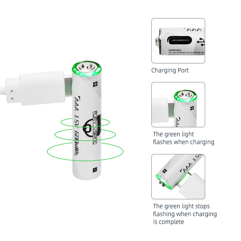 High Capacity 1.5V AAA Battery USB Adaptor Power Bank 1200mWh Wireless Keyboard