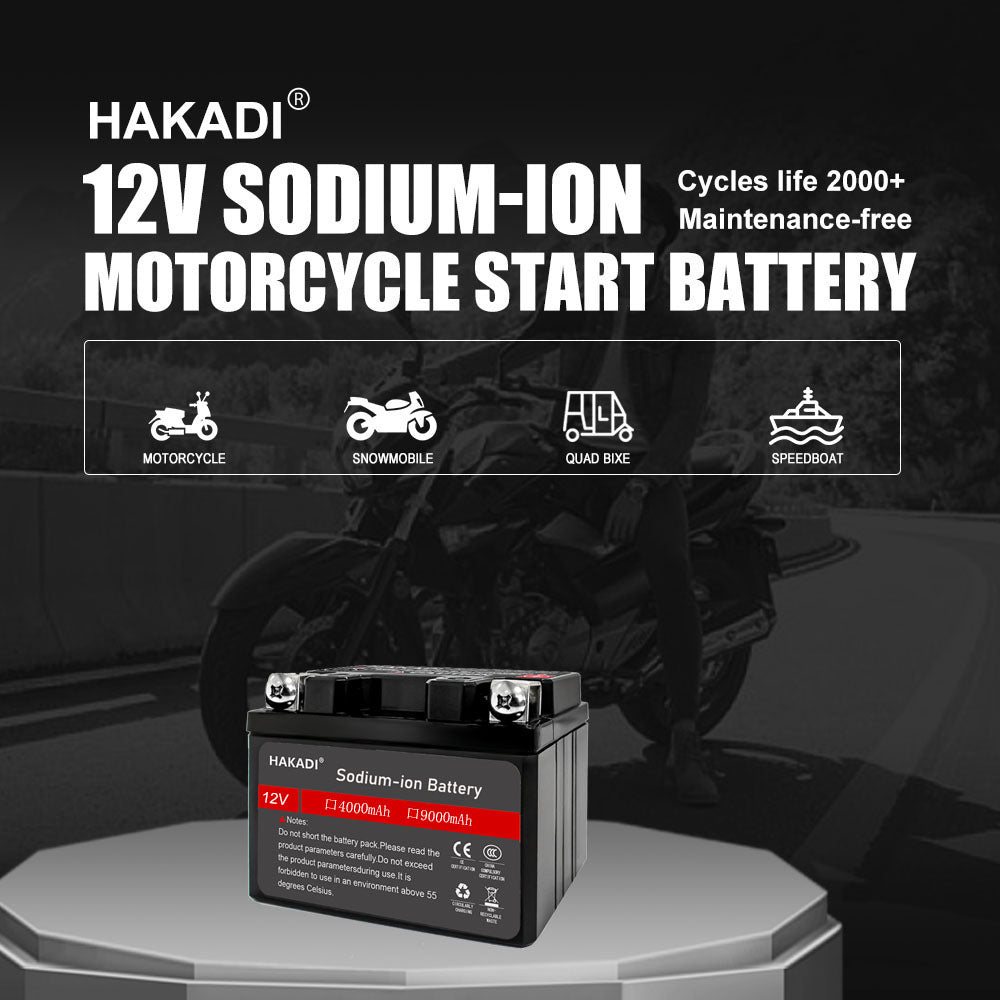 HAKADI Sodium ion 12V 4Ah Motorcycles Starting Battery SIB Powerful Deep Cycles