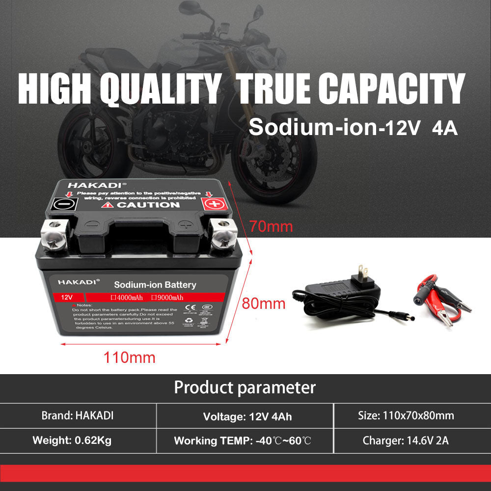 HAKADI Sodium ion 12V 4Ah Motorcycles Starting Battery SIB Powerful Deep Cycles